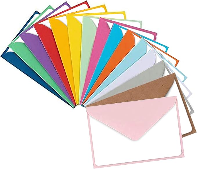 Colorful Envelopes with Blank Flat White Cards 5" x 7" Assorted Colors 105 Pack Card Making Supplies for Birthday, Graduation, Baby Shower