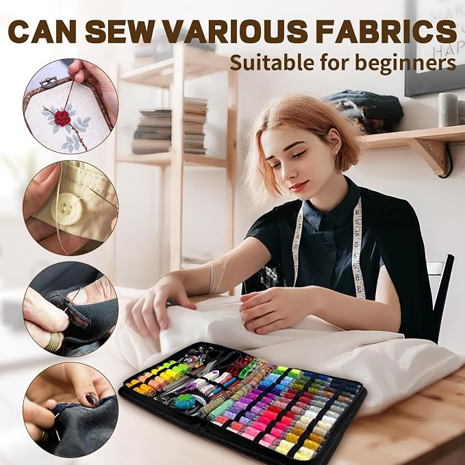 305Pcs Sewing Kit for Adults, 56Color Thread Spools, Portable Needle and Thread Kit for Sewing, with Scissors and Accessories for Adults, Beginner, Home, Travel, Emergency Sewing Kits