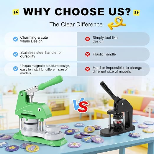 Button Maker Machine 3 Sizes, DIY Pin Maker Machine 1+1.25+2.25 inch, Interchangeable Button-Models Badge Button Press Machine with 300 Sets 25+32+58mm Button Maker Supplies&Circle Cutter 2026 Upgrade