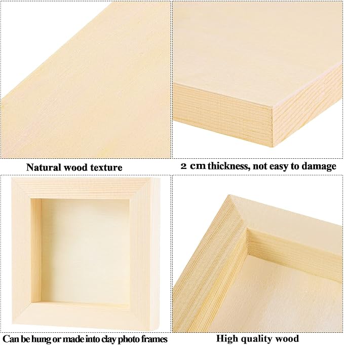 ADXCO 8 Pack Wood Panels 4 x 4 Inch Unfinished Wood Canvas Wooden Panel Boards for Painting, Pouring, Arts Use with Oils, Acrylics