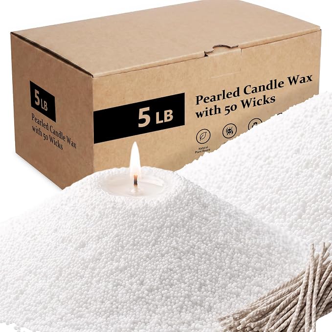 BISWYLBLJ 5 lbs White Natural Pearled Candle Sand Kit with 50 Wicks