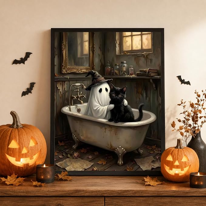 Mandun Halloween Paint by Numbers Kit for Adults, 16x20 inch | DIY Painting Kits Crafts for Adults, Relieve Stress, Frame Canvas, Wooden Easel, Gift Box, Home Wall Decor