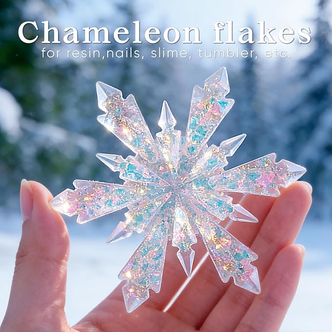 LET'S RESIN Opal Chameleon Flake, Transparent Glitter Flake for Epoxy Resin | 6 Colors Iridescent Color-Shift Pigment Powder for Resin Molds/Silicone Molds/Tumblers/Nail Art, Resin Supplies