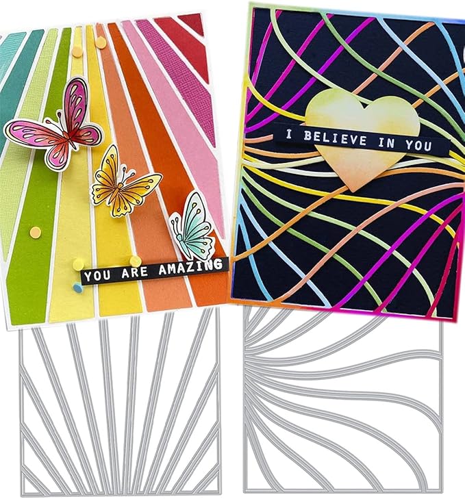 Cutting Dies 3D Background Frame Metal Stencils Scrapbooking Tools DIY Craft Embossing Template for Paper Card Making Album Arts Supplies (Stripe Set-13.9x10.6cm) (scrapbooking dies cut)