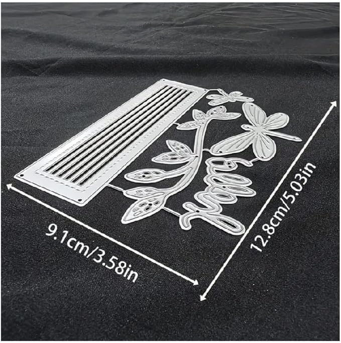Scrapbooking Die-Cuts, Happy Birthday Ballon Metal Cutting Dies for Card Making, Paper Craft Punch Template, Background Embossing Stencils, DIY Album Décor(Striped Dragonfly Vines-12.8x9.1cm)