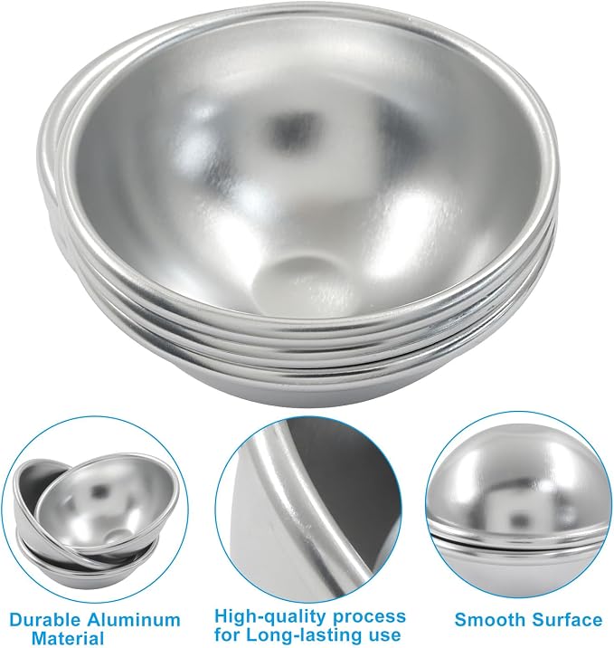 Hitefu 12 Pcs 2.6 Inch(6.5cm), Metal Bath Bomb Molds