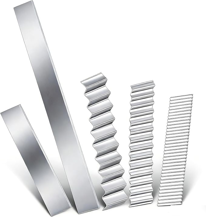 Polymer Clay Cutters - Premium Stainless Steel Clay Cutting Tools Set with 2 Straight Tissue Blades for Polymer Clay, 3 Curved Wave Blades, Professional Clay Slicing Tool Kit -Protect Fingers