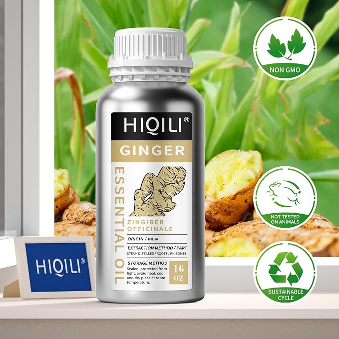 HIQILI Ginger Oil for Hair, Massage & Skin