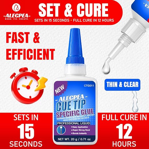 ALECPEA Pool Cue Tip Glue, 20g Thin Billiard Cue Repair Adhesive