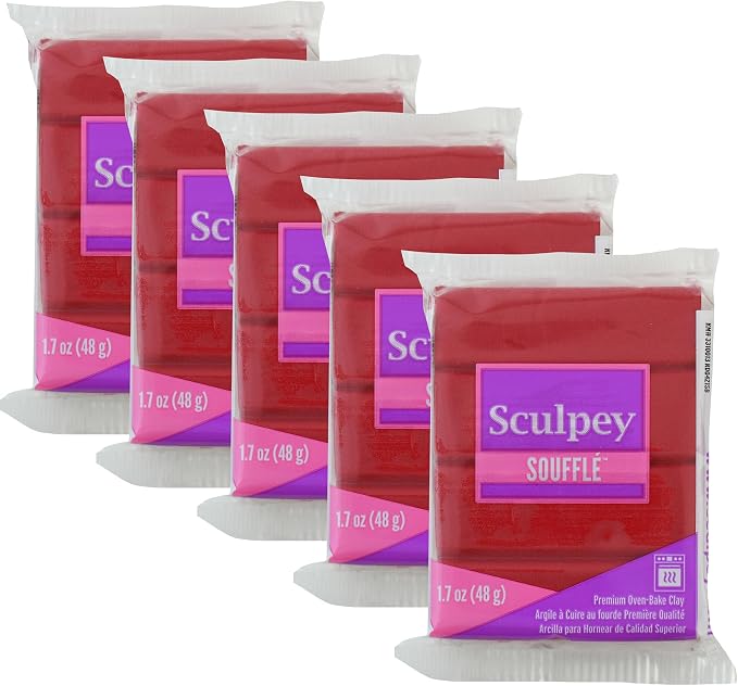 Soufflé Sculpey 5X 1.7oz Cherry Pie Red Polymer Oven Bake Clay