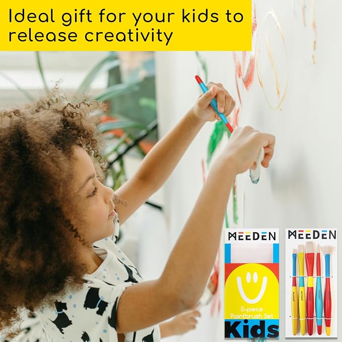 MEEDEN Paint Brushes Set for Kids: Brush Set for Toddlers 5 Pcs