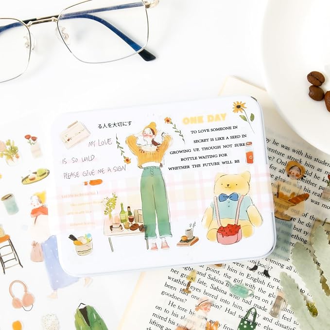 560 Pcs Planner Stickers for Scrapbooking Bullet Journal Diary Notebook Collage Card Making, 24 Sheets Transparent PET Stickers