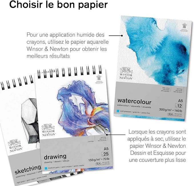 Winsor & Newton Studio Collection, Watercolour Pencil Box Set, 50 piece | Highly pigmented, Wax-Based, Can be Used Wet/Dry, Add Water & Brush to Create Painterly Effects, Break-Resistant Points.