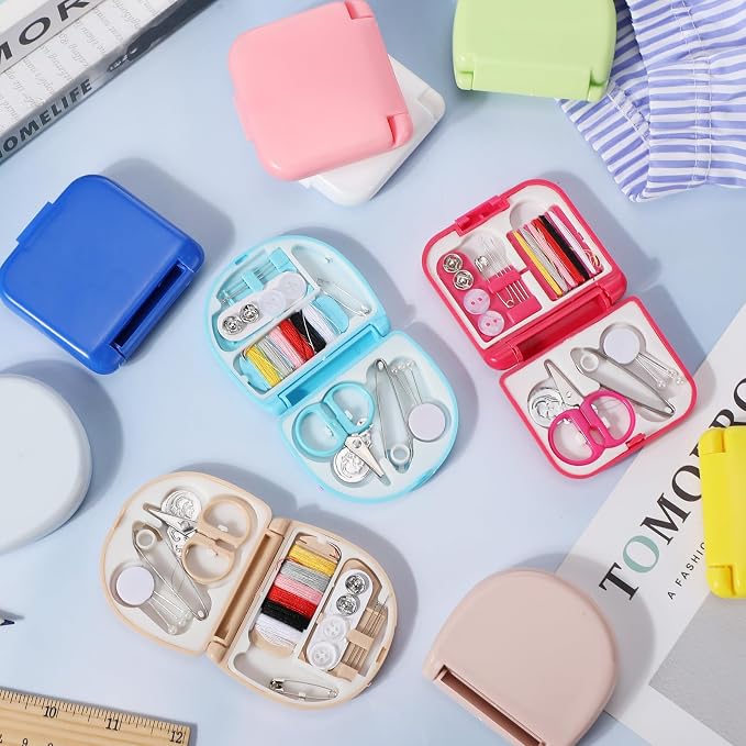 Daifunli 10 Pcs Mini Travel Sewing Kit in Bulk Portable Emergency Sewing Repair Kit with Threads Scissors Needles for Beginner Traveler Hotel Charity