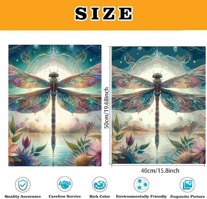 Vintage Dragonfly Paint by Numbers Kit for Adults Beginner (Without Frame)