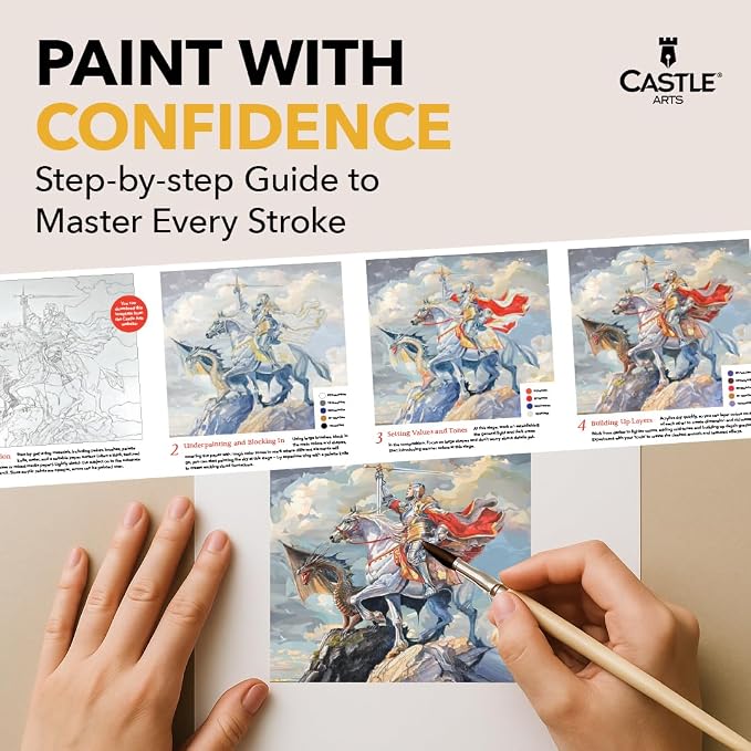 Castle Art Supplies 48 X 22ml Acrylic Paint Set - New Improved Formula | Richer, smoother intense colors for beginners and adult artists - all-inclusive set in an impressive presentation box