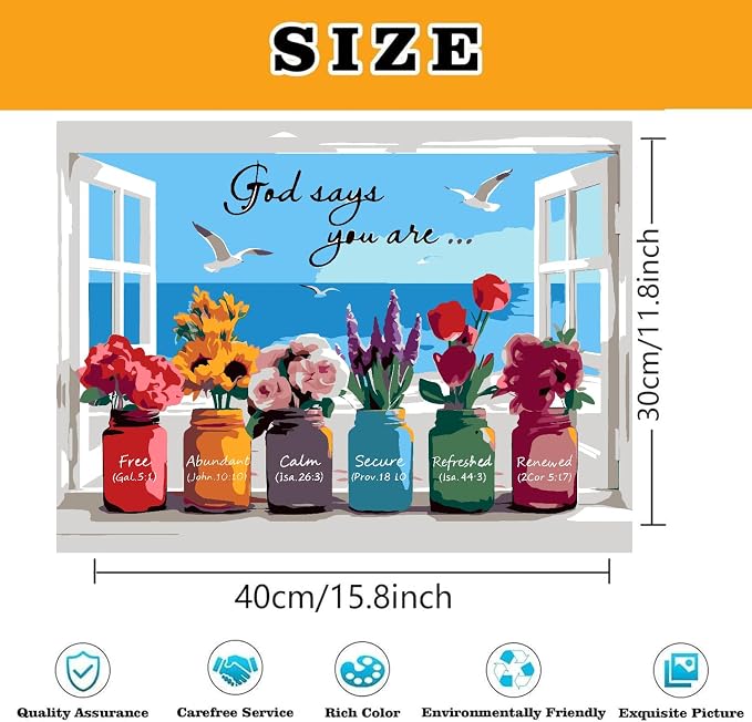 Wishful Window Paint by Numbers Kit for Adults Framed Canvas, Frameworkless