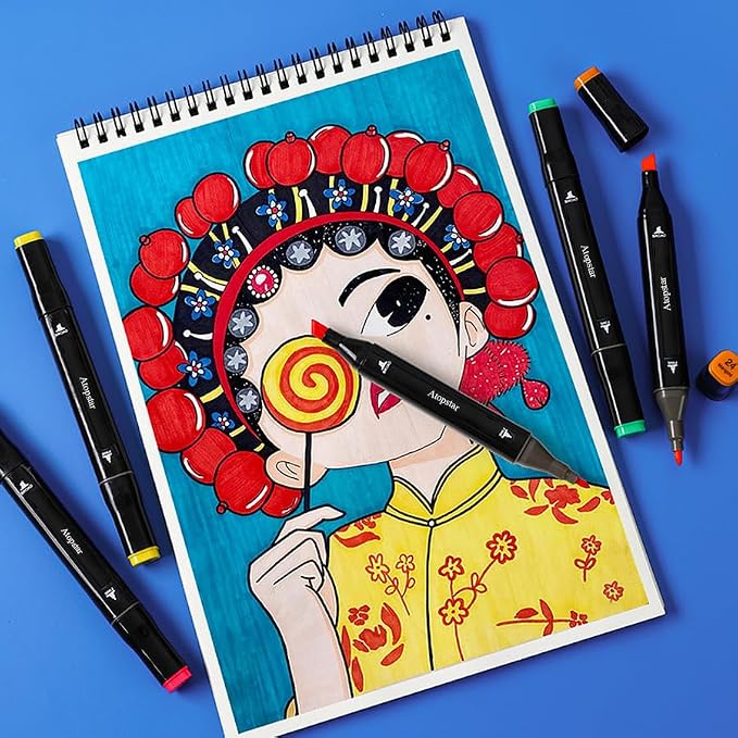 ATOPSTAR 120 Colors Alcohol Markers Artist Drawing Art Markers for Kids Dual Tip Markers for Adult Coloring Painting Supplies Perfect for Gift(120 Black Shell)