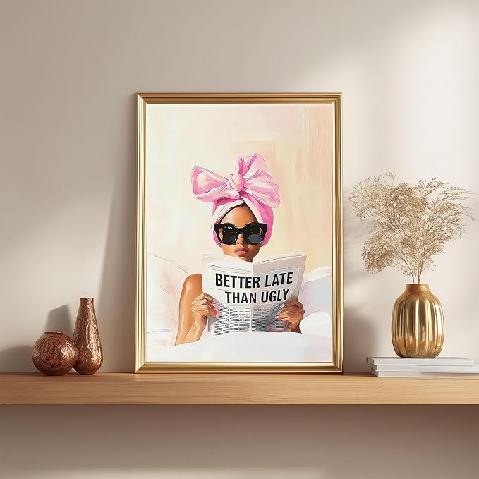 Gemozaic Fashion Woman Paint by Numbers Kit for Adults Beginners, Unframed | Pink Bow Easy Paint by Number for Adult, Elegant Lady DIY Acrylic Painting by Number for Home, Wall Decor, Gift, 12 x 16 IN