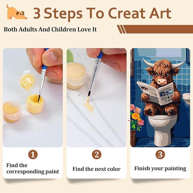 Reivworl Cow Paint by Numbers Kit for Adults Beginner 16×20 inch