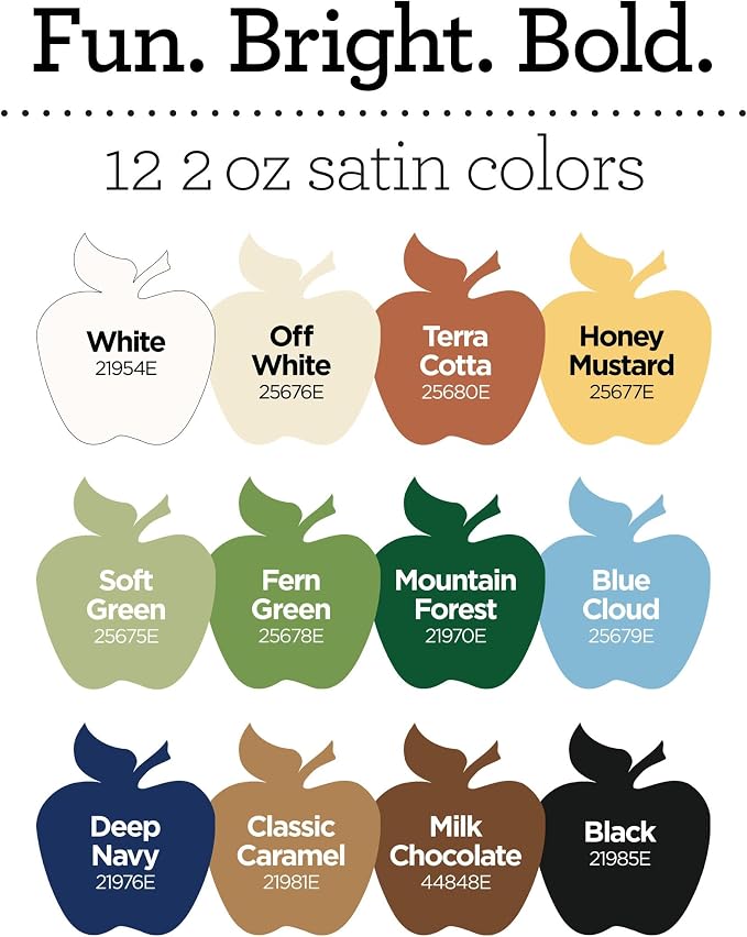 Apple Barrel, Nature Inspired Colors, Multi-Surface Acrylic Craft Paint Set, Includes 12 Colors, Satin Finish