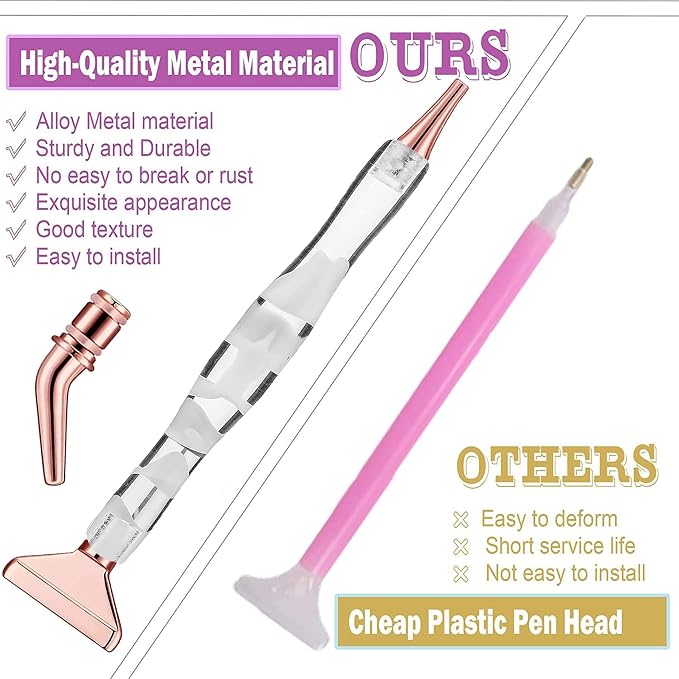 Heyseri Diamond Painting Pens, “Classic Wax Stylus” Diamond Art Pen, Gem Painting Tools Accessories, Gem Art Pen with Metal Tips for 5D Craft Nail