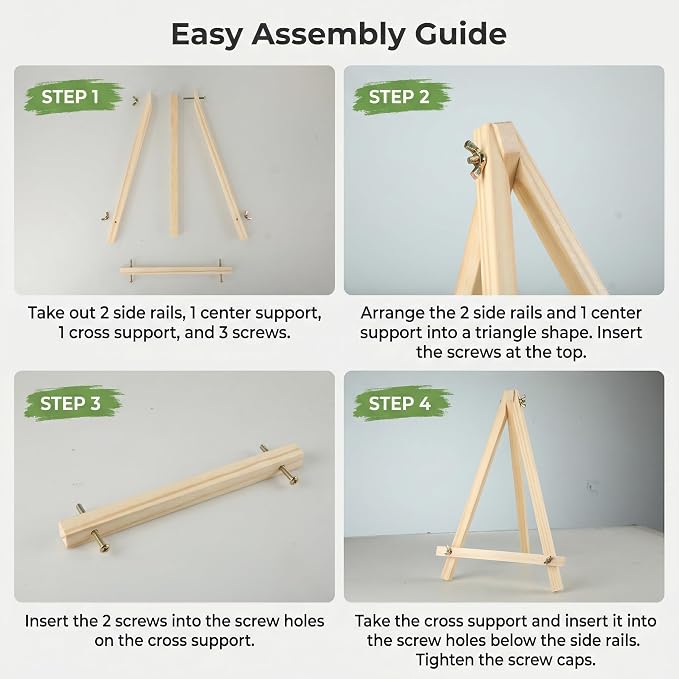 4 Pack Tabletop Wooden Easels, 11.8 Inch Adjustable Foldable | Foldable Adjustable Stand For Painting, Photos, Signs, Crafts, Classroom Or Display Use