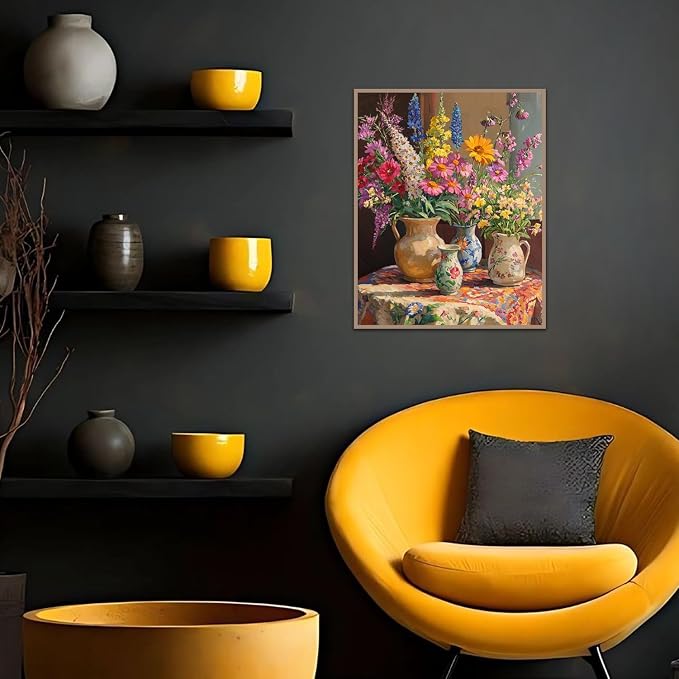 Banket Paint by Numbers Kit for Adults Beginner Flower DIY Oil Painting Kits for Adults Bottle Flowers Easy Adult Paint by Number Kits on Canvas Color by Numbers for Gifts Home Wall Decor 16x20 Inch