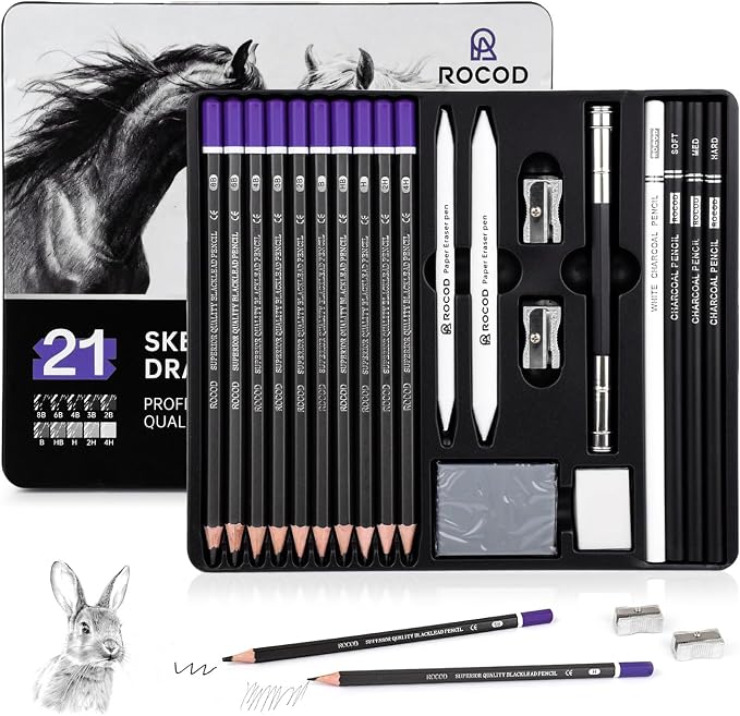 Sketch Pencils Sketching Pencils for Drawing Pencils for Artists Adult, 21 Art Graphite Pencil 8B to 4H