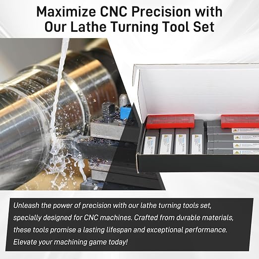 Indexable Lathe Turning Tool 27Pcs Kit 3/8'' 10mm Shank, 9Pcs Metal Lathe Tools Holder Set with 18Pcs Inserts, for Turning Grooving Threading Boring, Lathe Tooling with Reverse Tool Design
