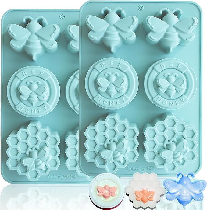 2Pcs Bee Soap Mold,Bee Soap Molds for Soap Making(Blue) | Bee Silicone Molds Honeybee Silicone Mold for Making Homemade Soap, Lotion Bar, Jello, Bath Bomb, Beeswax, Candle