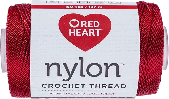 Red Heart Nylon Crochet Thread Size 18, Red, Single