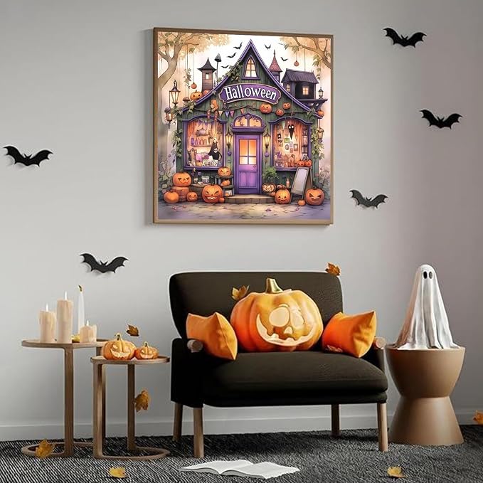 XUCNWL Halloween Diamond Art Kits for Adults,Haunted House Diamond Painting