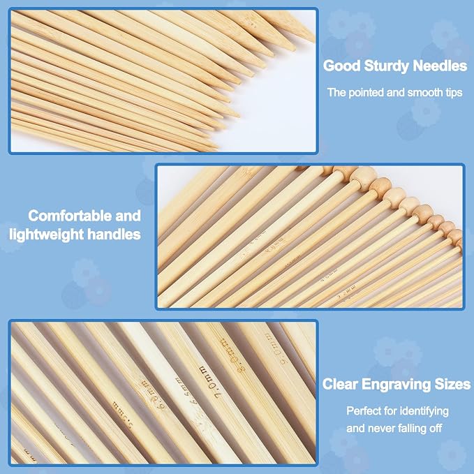 Coopay Knitting Kit for Beginners, Complete Knitting Kit for Adults Gifts | 71pcs Knittings Kit w/ 2mm-10mm Bamboo Knitting Needles Set, Yarn, Storage Case, Knitting Accessories, Knitters Gifts