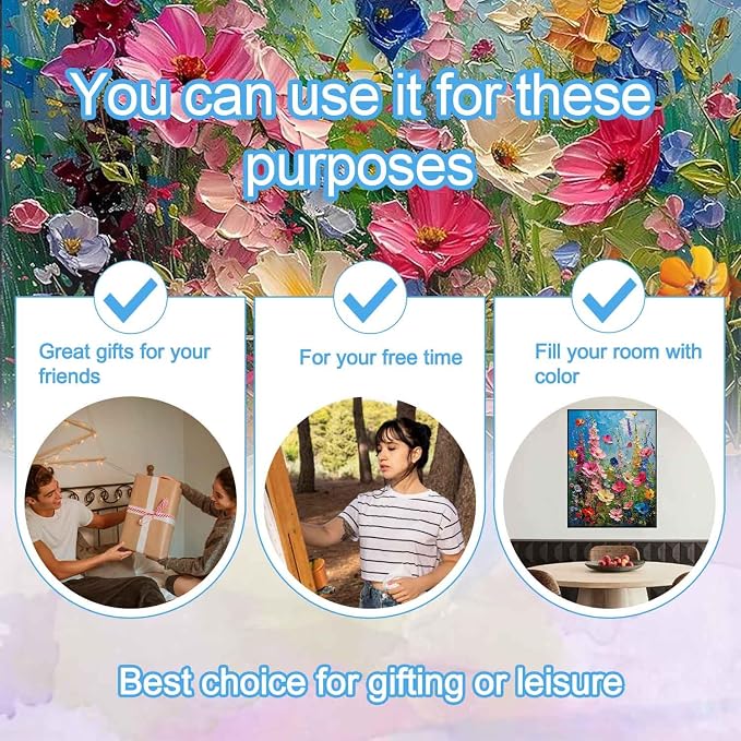 Ausanrl Wild Flowers Framed Paint by Numbers Wooden Easel 12x16inch | Flowers Paint by Numbers Kit for Adults,Flowers Paint by Numbers with Frame,Gifts and Home Wall Decor