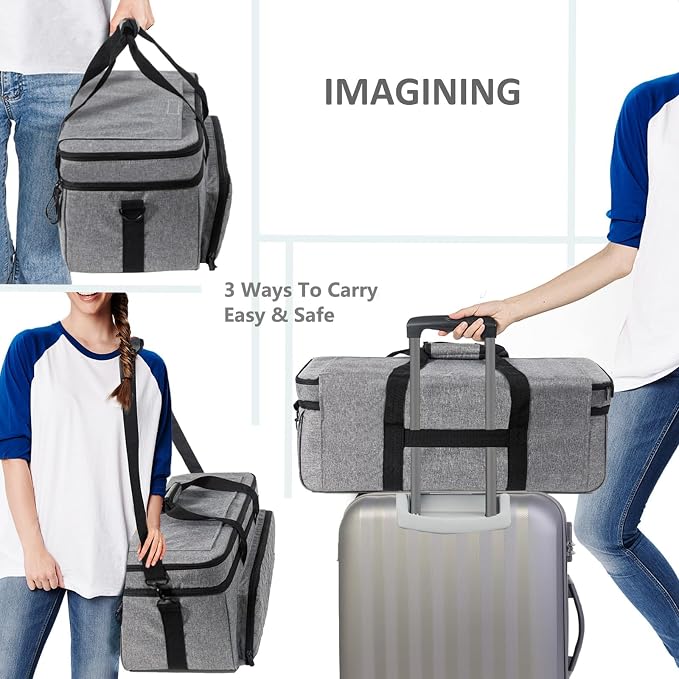Double Layer Carrying Case with Cutting Mat Pocket & Accessories Storage