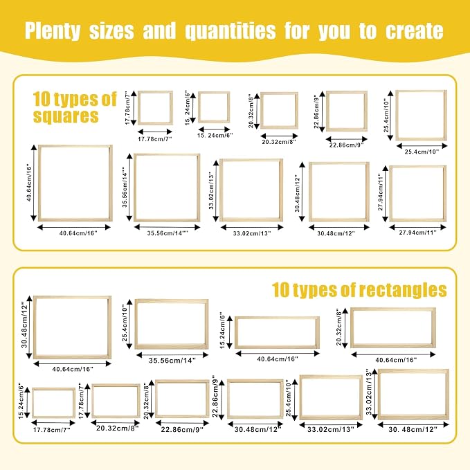 20 Sets Stretcher Bars for Needlework with 100 Tacks,10 Sizes 40Pcs