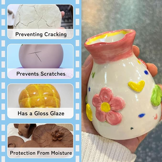 100ml Air Dry Clay Glaze, Protect Clay Surfaces,Delivers Gloss Glaze Effect (Pack of 2)