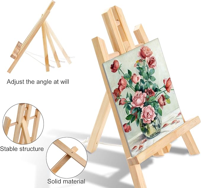 240 PCS Professional Painting Set with 20 Wood Easels, 20 Packs 200 Brushes | with Nylon Brush Head and 20 PCS Palettes, Painting Supplies kit for Kids & Adults to Painting Party