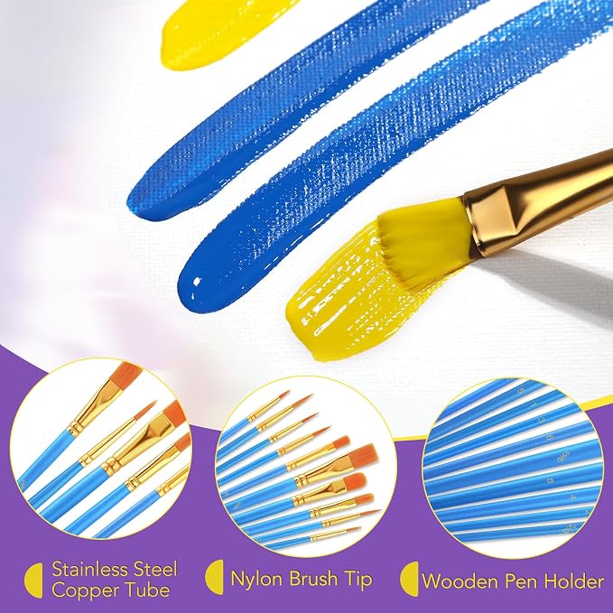 AROIC Acrylic Paint Brush Set, 36pack/360pcs Nylon Hair Paint Brushes | Oil Painting Rock Body Painting, Artist Amateur Craft Paint Brushes Supplies, Children Adult Painting Small Paint Brush Set
