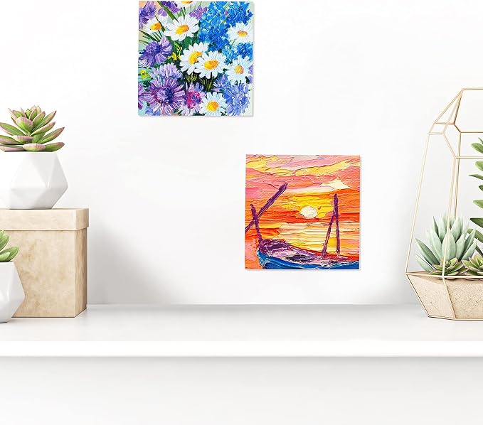 ADXCO 8 Pack Wood Panels 4 x 4 Inch Unfinished Wood Canvas Wooden Panel Boards for Painting, Pouring, Arts Use with Oils, Acrylics