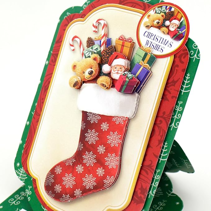 Katy Sue Deck The Halls Die-Cut Decoupage Pack. 12 Pre-Cut Die-Cut Decoupage Sheets for Christmas Card Making Supplies & Card Toppers Featuring Christmas Stocking, Jingle Bells & Holiday Scenes
