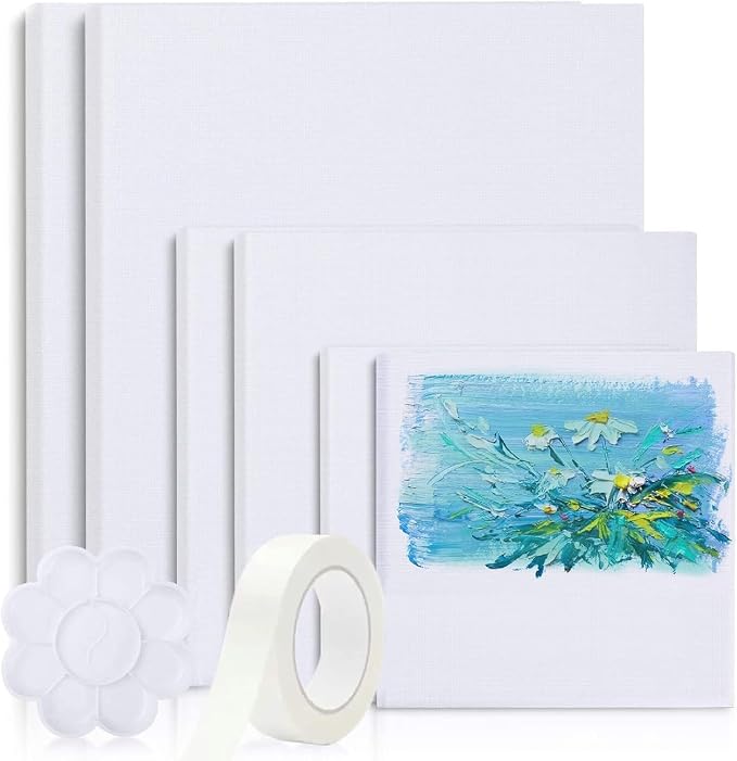 Canvases for Painting, 40x30, 30x20,20x15, 8 Set Canvas with Palette & Tape