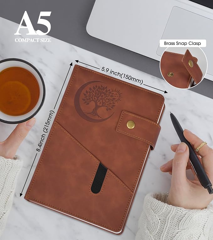 PAIBAS Blank Journal Notebook, A5 Hardcover Leather Sketchbook with 200 Pages Thick Blank Paper for Men Women, Unlined Drawing & Writing Journal, 5.9" x 8.4" Plain Notebook (dark brown)