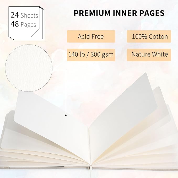 Yopih Artists Premium Linen Watercolor Sketchbook 5.5 x 8.2 in Navy