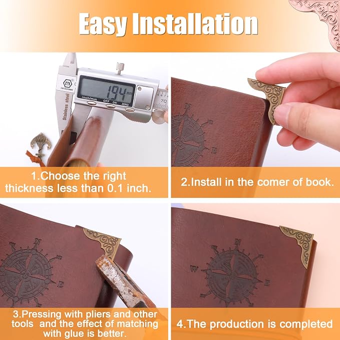 Olldag 100 PCS Metal Book Corners Protectors for Photo Albums Scrapbooking