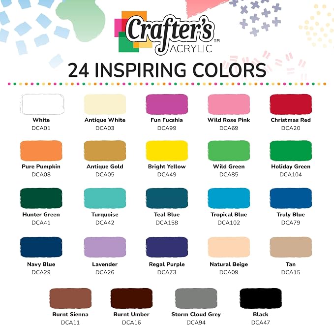 DecoArt Crafter’s Acrylic Paint Set – Popular Colors, 24 Bottles (2 fl oz) – Easy Craft Paints, Classrooms, Art Projects & DIY Crafts