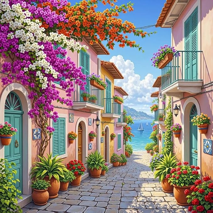 Seaside Scenery Diamond Art Kits for Adults,Landscape Diamond Painting Kit for Beginners, Round 5D DIY Dimond art,Full Drill Painting Kit Art and Crafts for Adults Home Wall Decor【13.8x13.8inch】