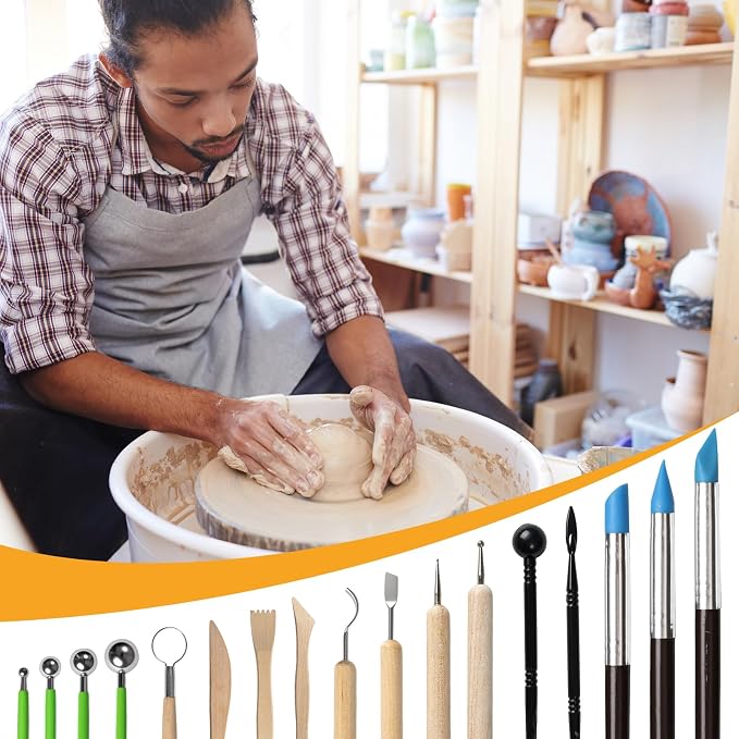 Leyclub 29 PCS Clay Tool, Clay Sculpting Tools Kit, Pottery Tools Can be Used for Stippling, Carving, Molding, and Shaping Clay Crafts, for Beginners, Hobbyists, Artists
