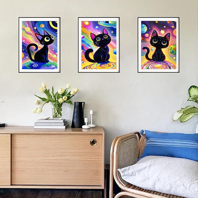 DOZEEZOP 6-Pack Diamond Art Kit for Adults, 5D Diamond Painting 12x16 Inch | Cat pictures, Full Round Drills, Home Wall & Shelf Decor, Beginner-Friendly DIY Craft, Stress Relief, All-Occasion Gift